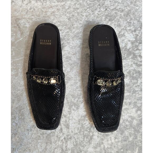 Stuart Weitzman Bedrock Black Serpentine Flats-Size 7N - Picture 6 of 10